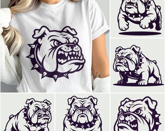 Bulldog-mascotte, png-bestand: clip art hond met puntige kraag (digitale download)