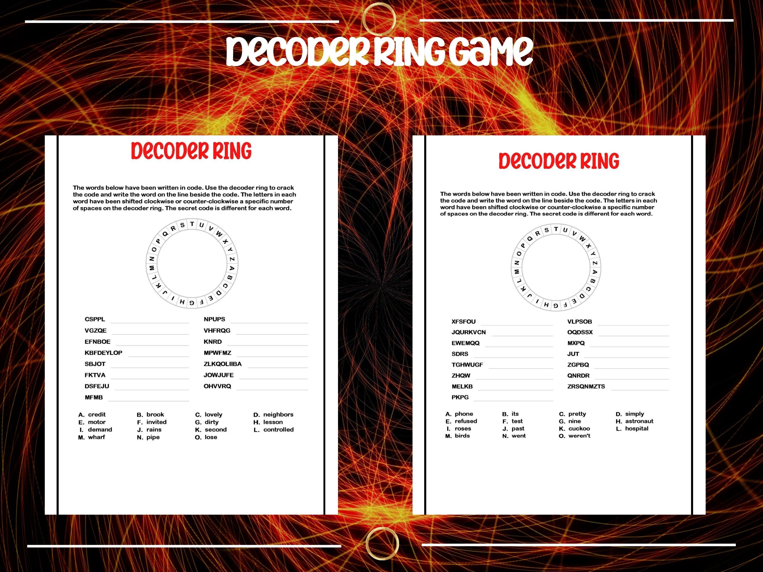 Printable Decoder Ring Game Puzzle Game for Everyone Can You Figure It