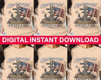 Hope Anchors the Soul PNG, America 250 Digital Art, Patriotic Anchor, 1776 to 2026 Faith Design, US Flag Instant Download