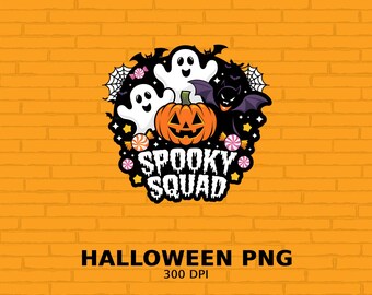 Halloween Spooky Squad digitale download Ghosts vleermuizen pompoen leuke afdrukbare kunst Halloween wanddecoratie voor kinderkamer, png