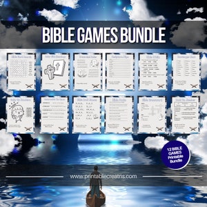 12 PRINTABLE Bible Games Bundle, Bible Scavenger Hunt Games, Bible Trivia, Bible Crossword, Bible Word Search, Bible Unscramble, Bible Facts
