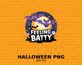 Leuke digitale print Halloween-vleermuis, getikt gevoel muurkunst, decor griezelig seizoen, kinderkamer poster Halloween-kamer, bord Halloween-feest, png