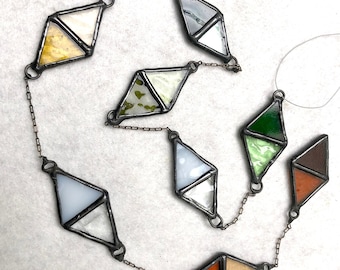 Suncatcher Diamond chain, multi color, triangle, shapes, kite, stained glass, Art Nouveau, Wall/window, gypsies, Handmade gift, Melbourne