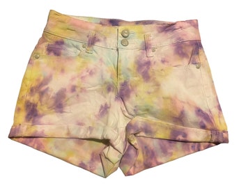 Tye dye denim shorts
