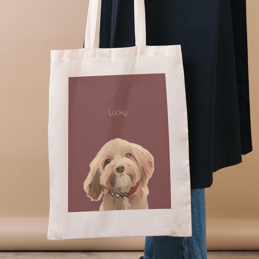Personalized Pet Portrait Tote Bag Using Pet Photo Dog Portrait Cat