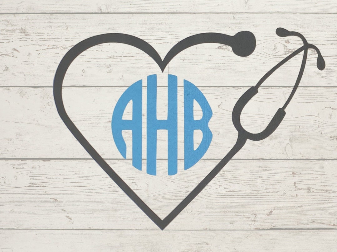 Stethoscope Monogram Decal Stethoscope Decal Nursing Nursing Student Decal Vinyl Decal Laptop