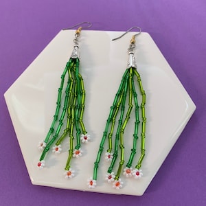 Daisy Seed Bead Fringe Earrings