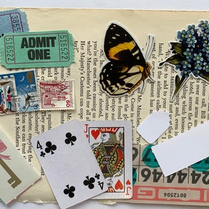 Junk journal mystery mixed media kit - vintage book pages, scrapbooking materials, journaling supplies, ephemera