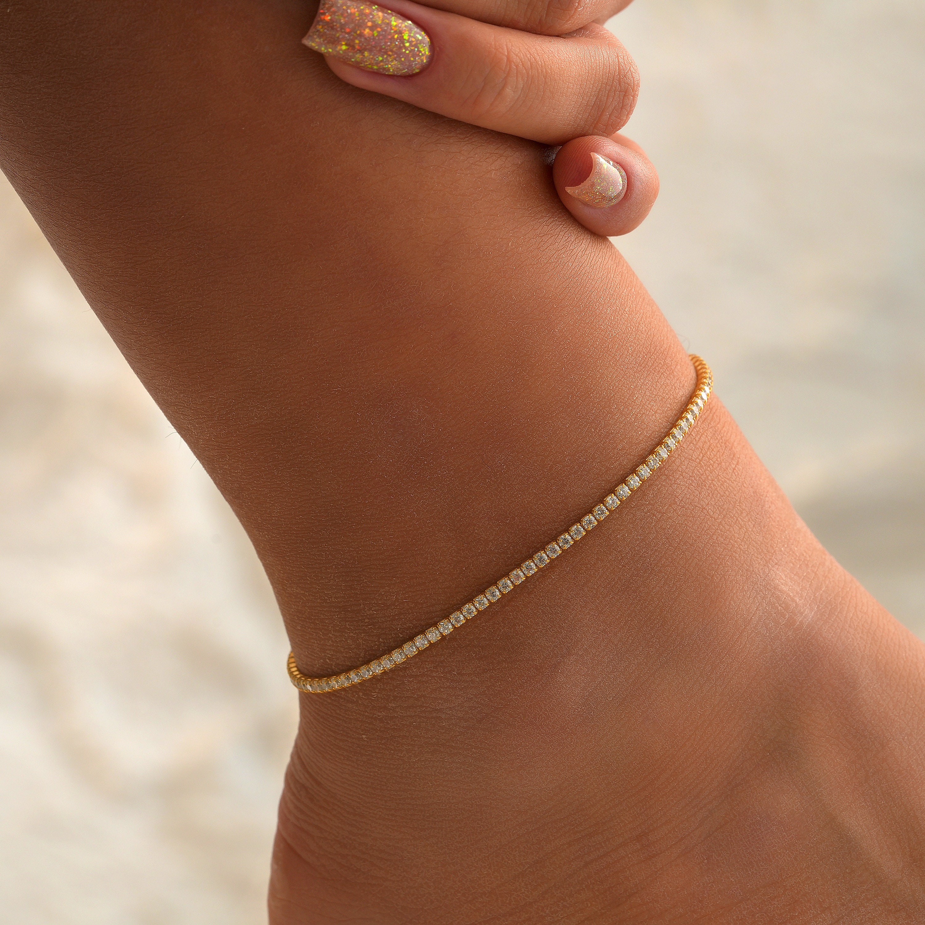 Tennis chain anklet best sale