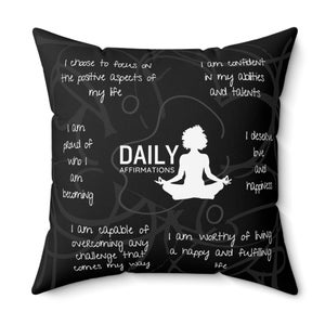 Affirmations Pillow: African American Queen, Wellness Decor