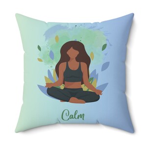 Affirmations Pillow: Black Girl Meditating, Polyester Accent Pillow