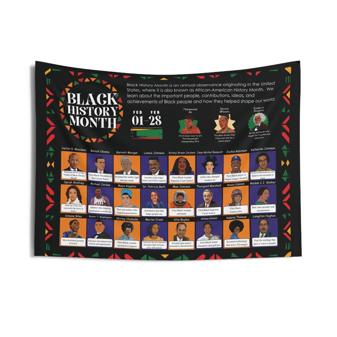 Black History Month Heroes Indoor Wall Tapestry | Notable Figures ...