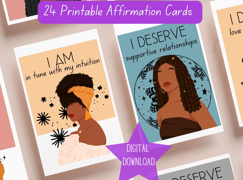 Black Girl Affirmation Cards: Self Love Printable (digital Download) - Etsy