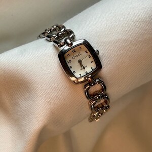 Vintage silver tone watch small square face dainty