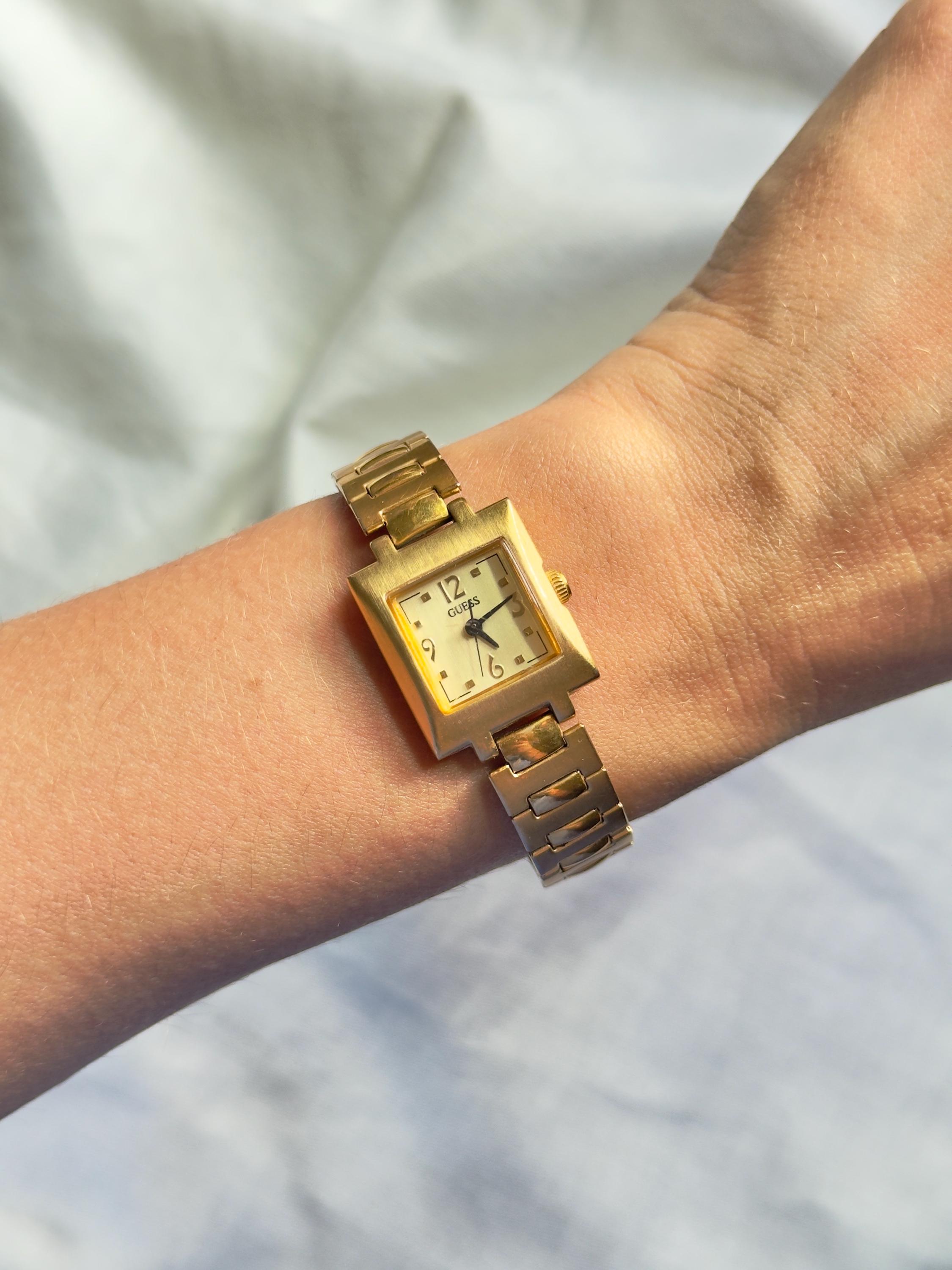 Vintage Gold Guess Watch Vintage 1990s Guess Watch Gold Tone Case Analog Dial With  main image 3