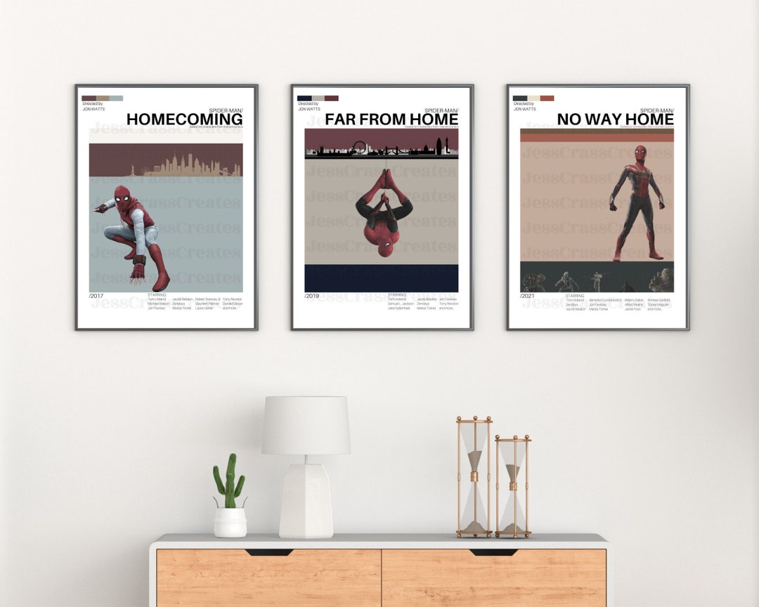 Minimalist Mcu Spider Man Trilogy Movie Poster Set Homecoming Far
