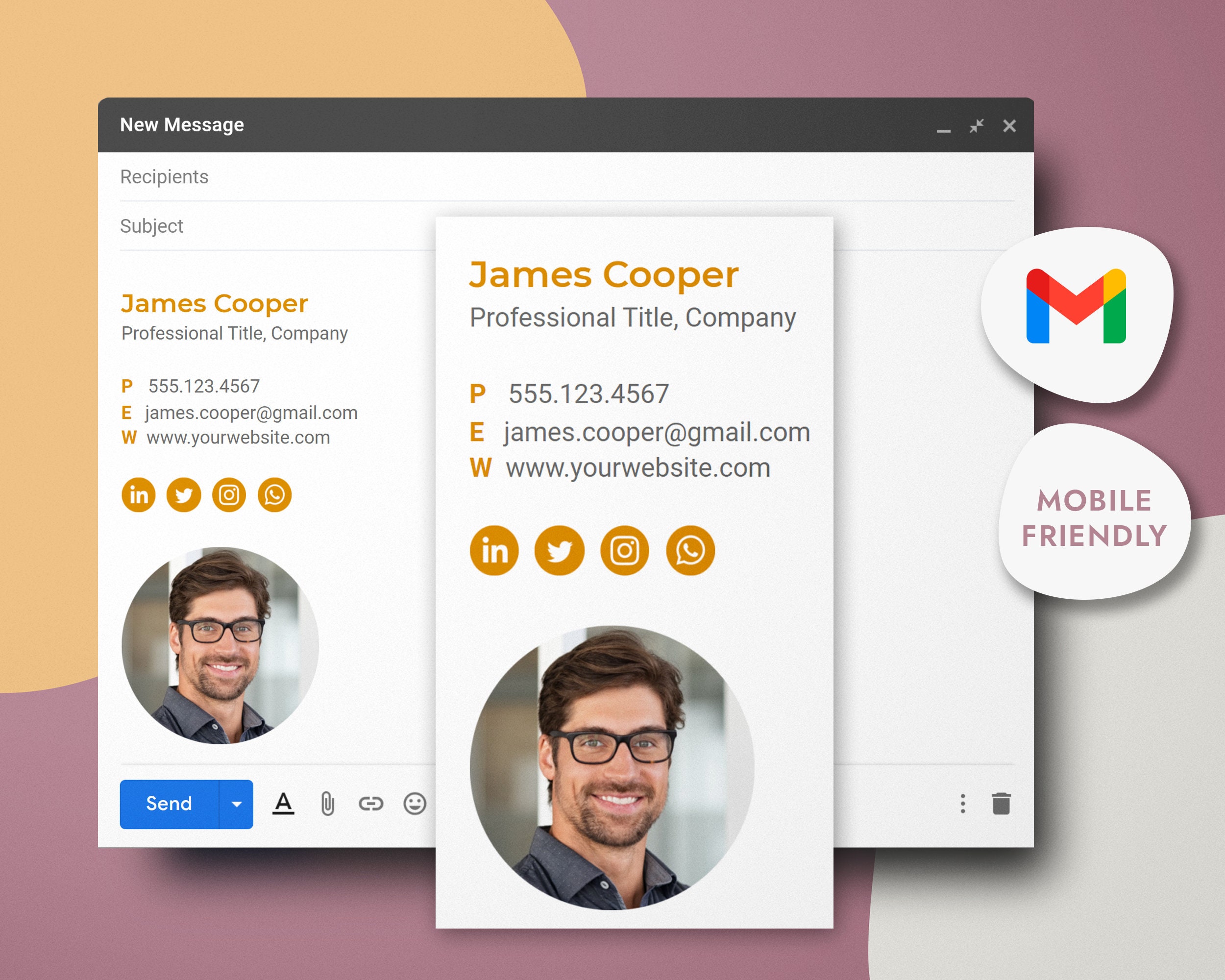 Email Signature Template for Gmail, Clean Email Signature, Signature