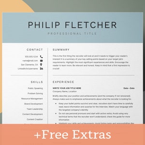 Modern Resume Template Word, Google Docs Resume, Resume CV Template, Simple Resume Template for Word, Modern Executive Resume Template 2022
