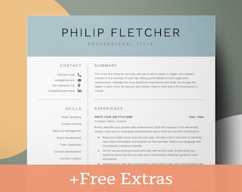 Modern Resume Template Word, Google Docs Resume, Resume CV Template, Simple Resume Template for Word, Modern Executive Resume Template 2022