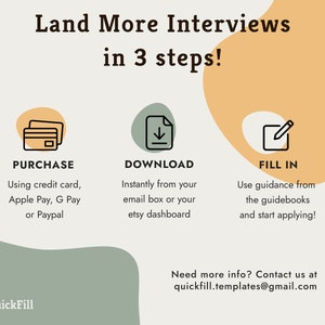 Start applying in 3 steps, first purchase the listing, then download your resume template with picture and fill it in.