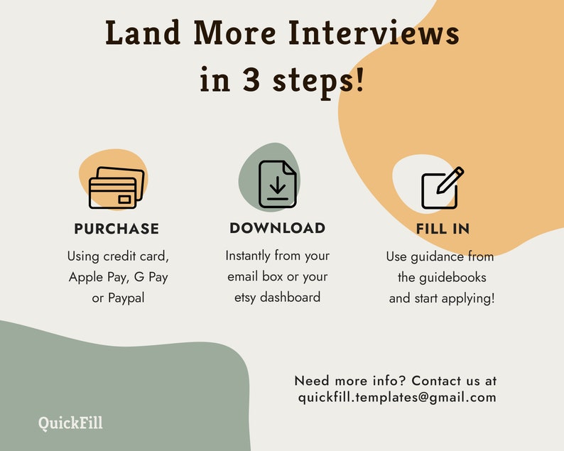 Start applying in 3 steps, first purchase the listing, then download your resume template with picture and fill it in.