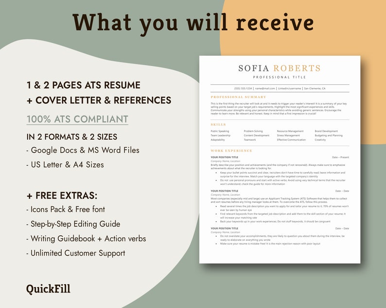ATS Friendly Resume, ATS Optimized Resume Template, ATS Resume Template Google Docs