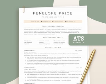 ATS Optimized Resume, Minimalist Resume Template, Clean Resume for Word, Curriculum, Traditional CV Template, Professional Standard Resume
