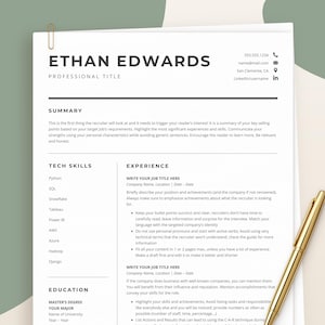 Data Engineer Resume Template for Google Docs & Word, Software Engineer Resume, Data Scientist Resume, Editable Modern CV Template, Devops