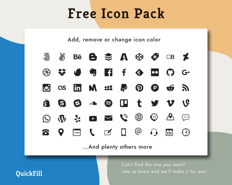 Free icons included with the resume template with photo