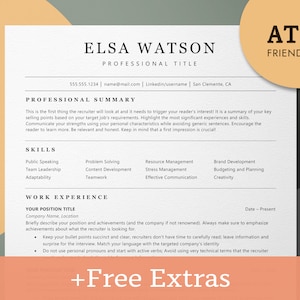 ATS Resume Template Word, Google Docs, Minimalist ATS CV Template, Modern Executive Resume, Professional Resume, Basic Simple Resume