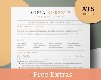 ATS Friendly Resume, ATS Optimized Resume Template, ATS Resume Template Google Docs & Word, Ats Cv Template, Simple Modern Ats Resume