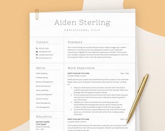Professional & Modern Resume Template for Word and Google Doc, CV Template for Word, Resume Design, Professional CV, Instant Download resume