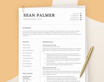 Business Resume Template 2026, Modern Executive Resume Template for Google Docs & Word, C-Level Resume, Professional CV Template, Digital CV