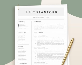 Resume Template, Professional Modern Resume Template Google Docs & Word, Clean Modern Executive Resume Template 2026, CV Template, Marketing