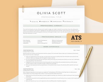 Currículo de duas páginas compatível com ATS para Google Docs e Word, Modelo de currículo compatível com ATS, Modelo de currículo ATS para Google Docs, Currículo moderno para professor