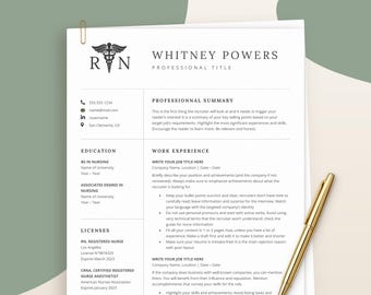 Nursing Student Resume Template, RN Resume, Registered Nurse, CV Medical Assistant, Nurse Resume Template, Word, Google Docs, CNA Resume