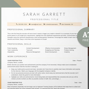 ATS Friendly Resume Template for Google Docs and Word, Professional Executive Resume Template, ATS Compatible Resume Template, Simple Resume