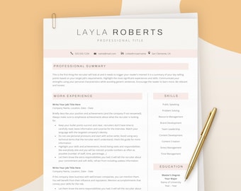 Creative CV Template Word, Professional Pink Resume Template Google Docs, Aesthetic Modern Resume Template 2026, Clean Minimalist Resume