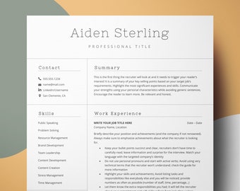 Professional & Modern Resume Template for Word and Google Doc, CV Template for Word, Resume Design, Professional CV, Instant Download resume