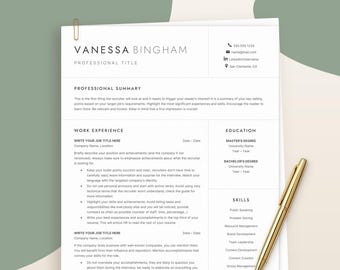 Modern Resume Format For Google Docs & Word, Professional Cv Resume Template, Curriculum Vitae Template, Editable Resume, Resume Builder Kit