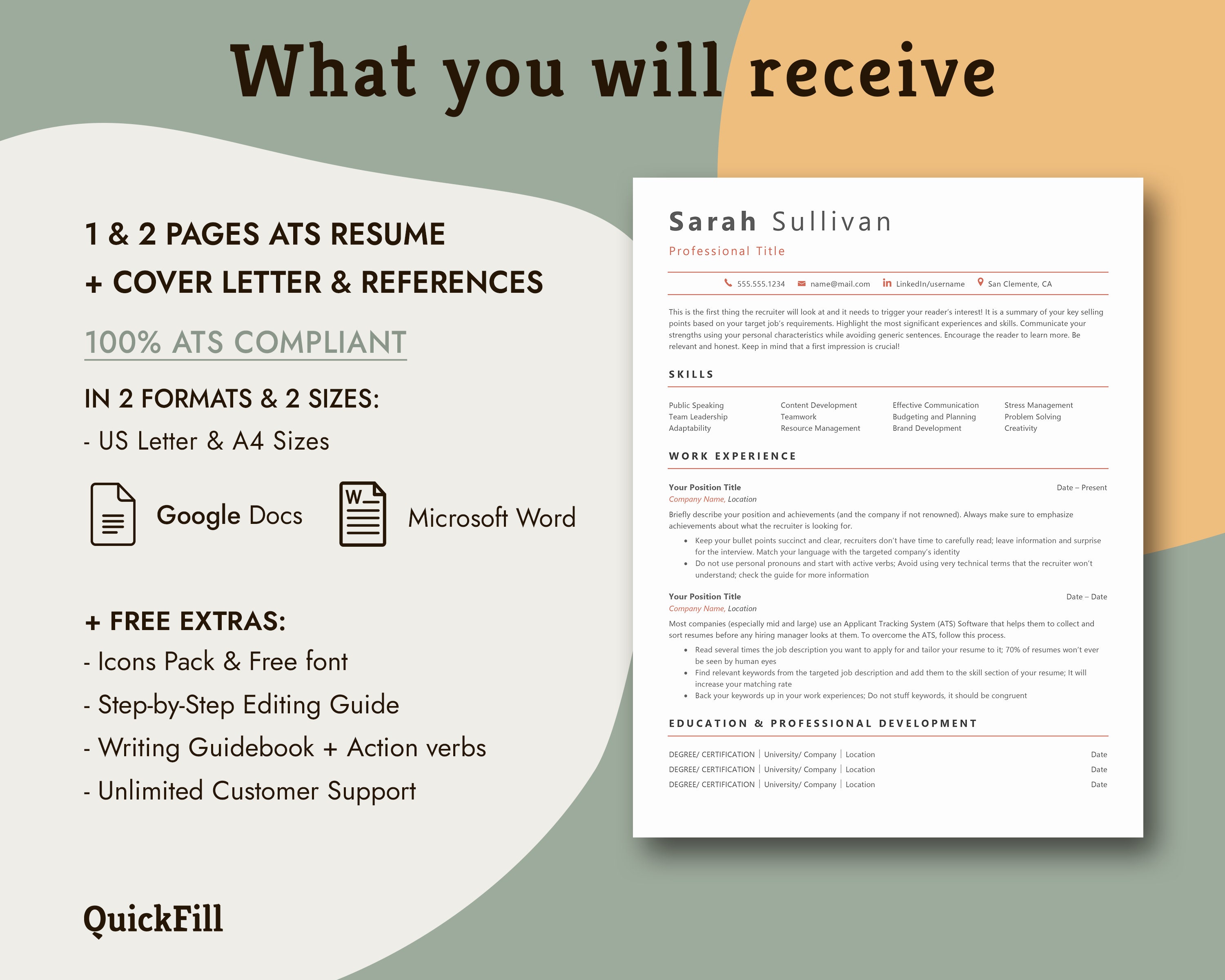 Ats Template.pdf ATS Resume Template, ATS Friendly Resume Template Google Docs, Word CV ...