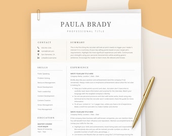 Google Drive & Word Resume Template, Professional Clean Modern Resume, Google Docs Resume CV Template, One Two Pages Teacher Resume template