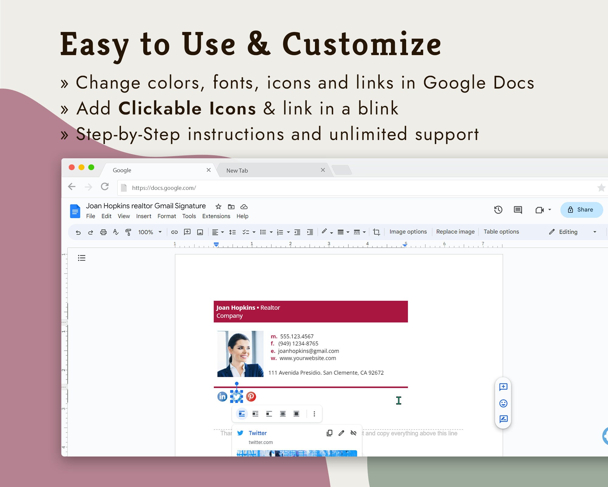 Clickable Email Signature for Gmail, Real Estate Email Signature ...