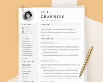 Resume Template Word, Google Docs, Professional Resume Template, Modern Resume Template, CV Template Professional, Executive Resume, Photo