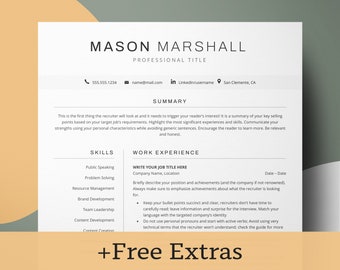 Resume Template, CV Template, Professional Resume Template for Word, Google Docs, Lebenslauf Vorlage, Easy Modern Resume, Consultant Resume