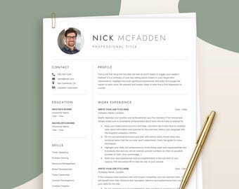 Google Docs Resume Template with Photo, Professional Resume CV with Photo, Word Simple Resume Template Modern with Picture, CV with Picture