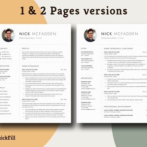 one page resume template and two pages resume template included in the pack