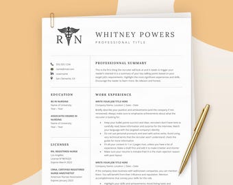 Nursing Student Resume Template, RN Resume, Registered Nurse, CV Medical Assistant, Nurse Resume Template, Word, Google Docs, CNA Resume