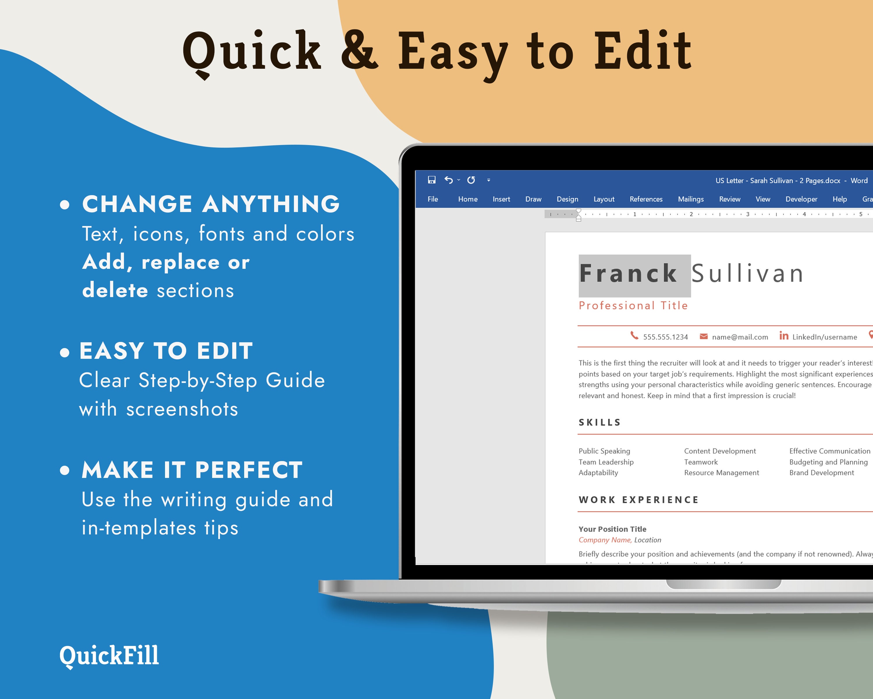 ATS Resume Template, ATS Friendly Resume Template Google Docs, Word CV