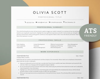 Two page Resume ATS Friendly for Google Docs & Word, ATS Compatible Resume Template, Ats Resume template Google Doc, Modern Teacher Resume